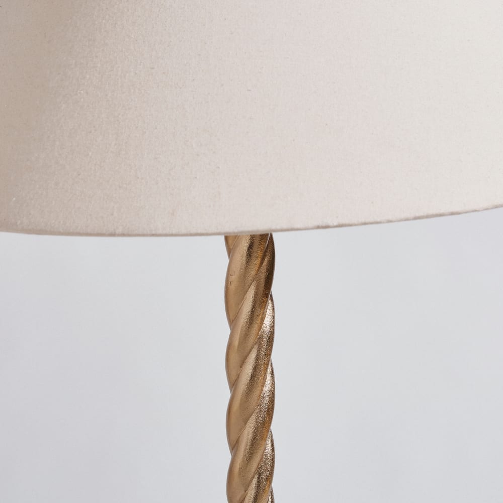 Stehlampe aus goldfarbenem Aluminium mit cremefarbenem