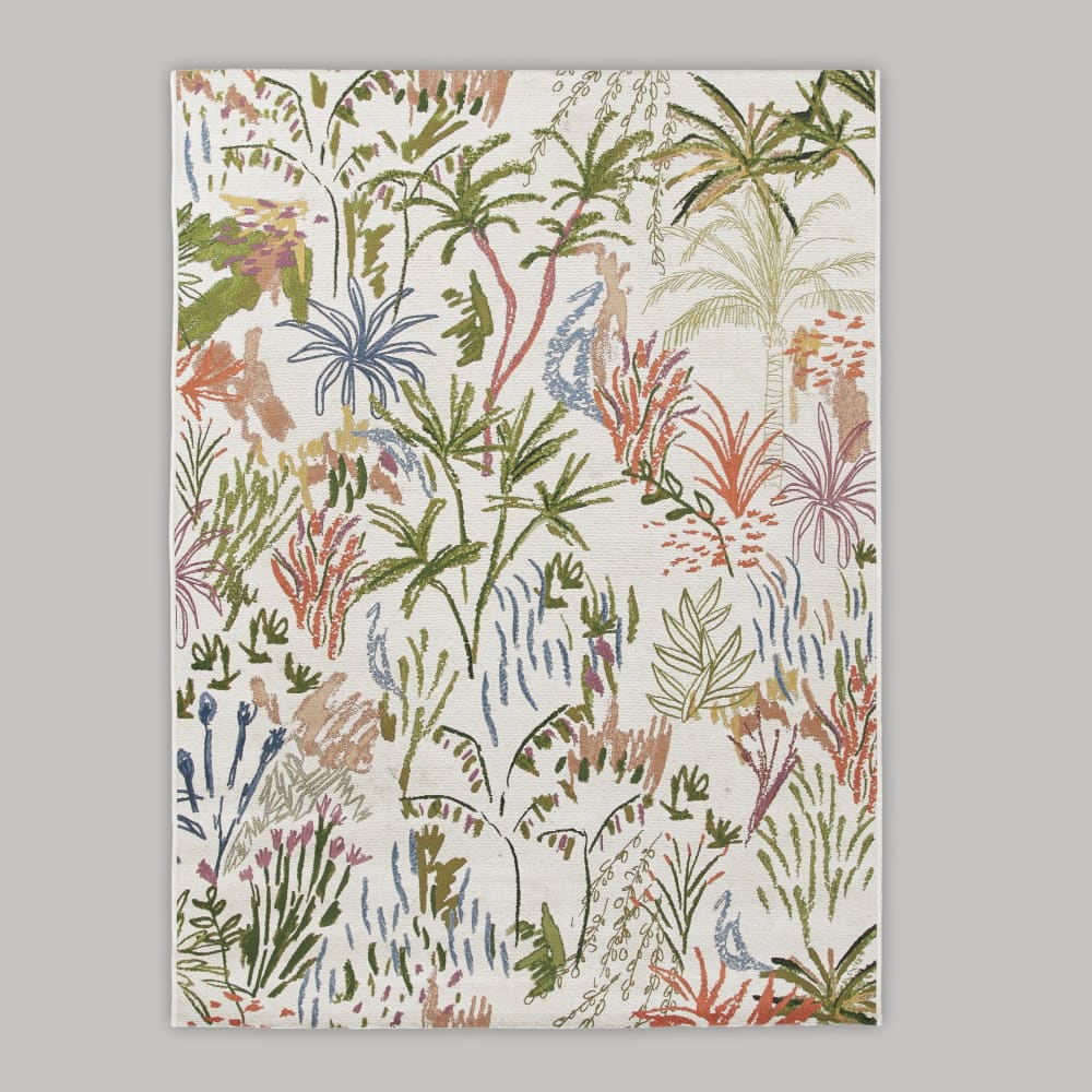 Tapis d'extérieur motif végétal multicolore, 140x200 cm