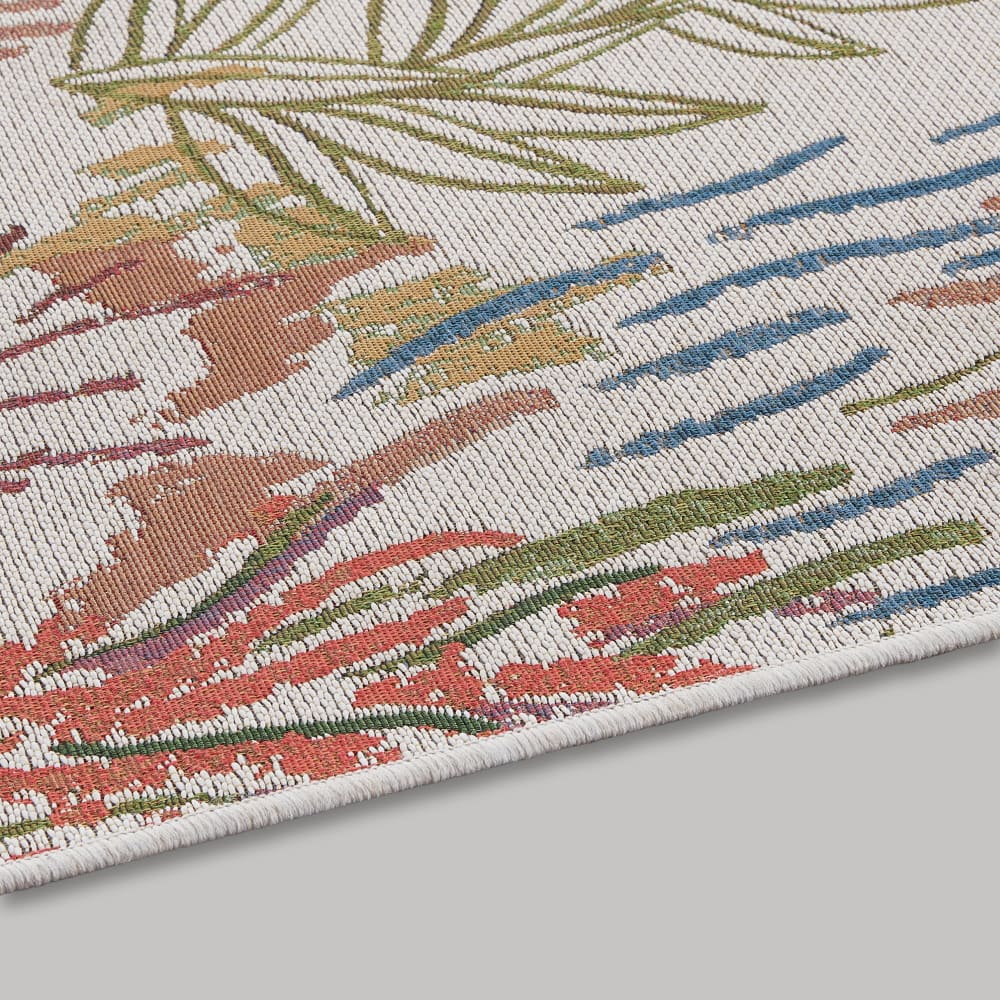 Tapis d'extérieur motif végétal multicolore, 140x200 cm