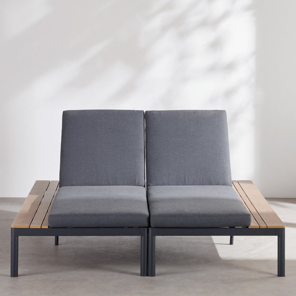 Set de 2 tumbonas de aluminio y poliéster reciclado antracita