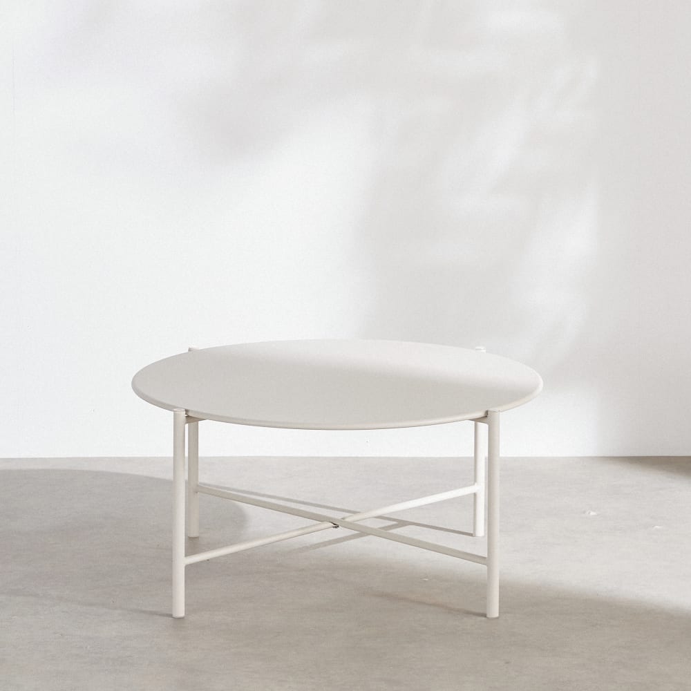 Table basse de jardin ronde en acier argile, D74 cm