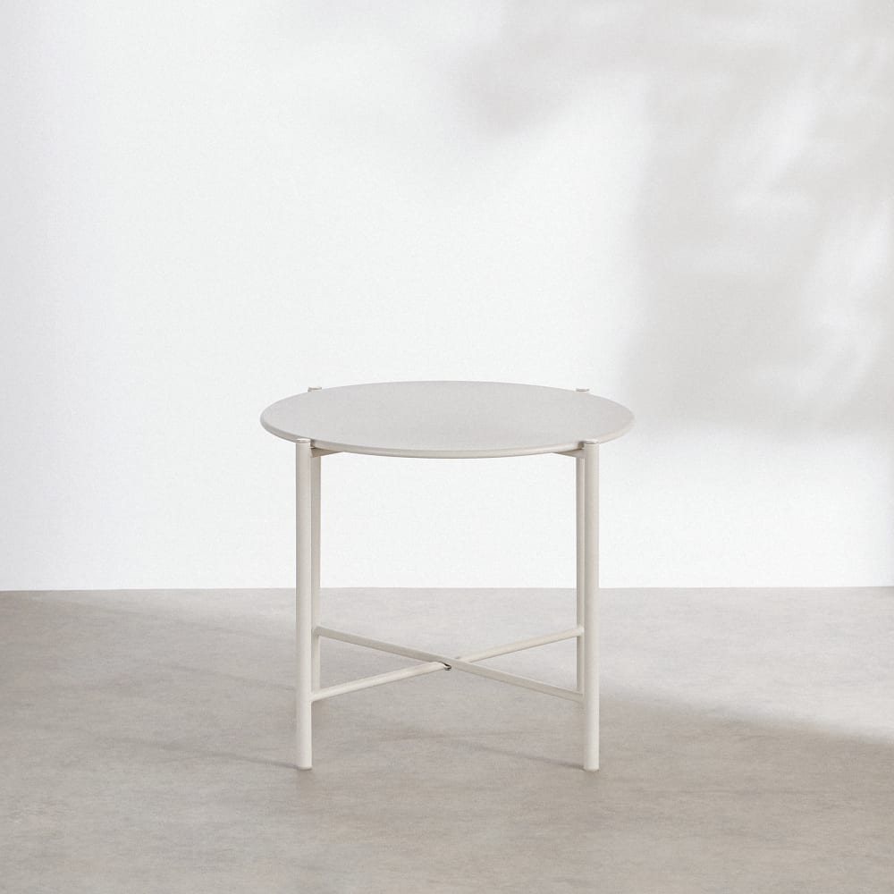 Table basse de jardin ronde en acier argile, D54 cm