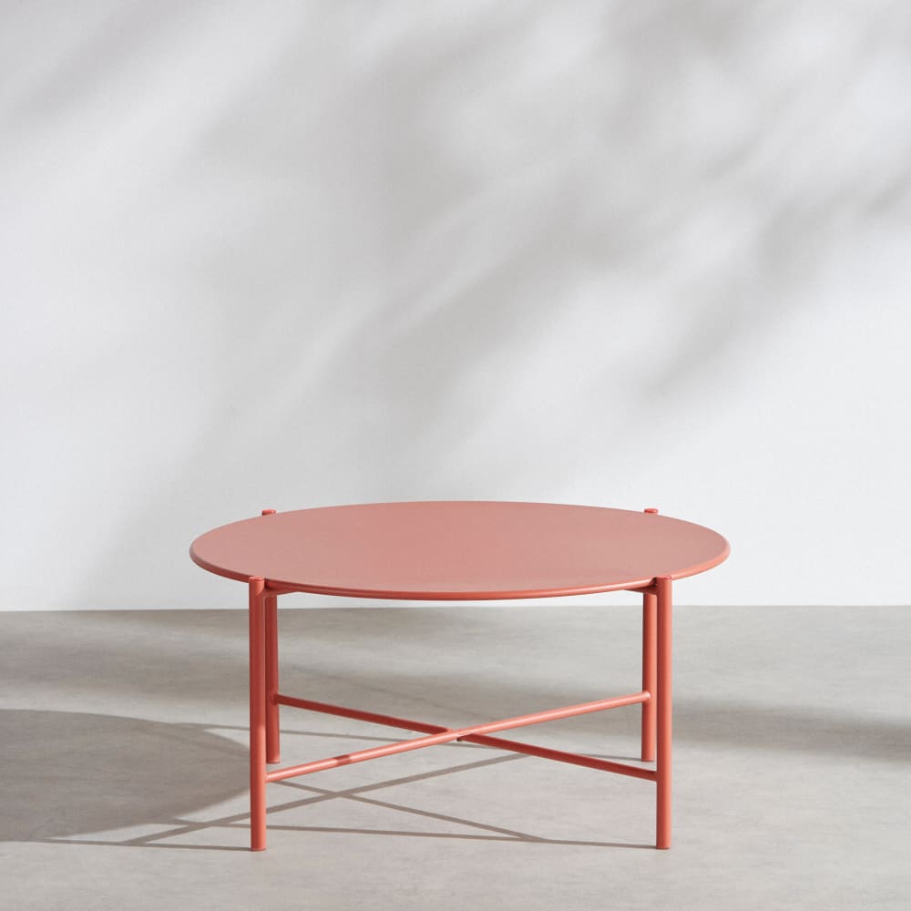 Table basse de jardin ronde en acier terracotta, D74 cm