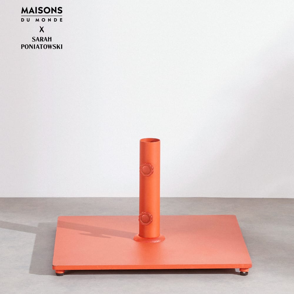 Pied de parasol carré en acier coloris rouille, 25 kg