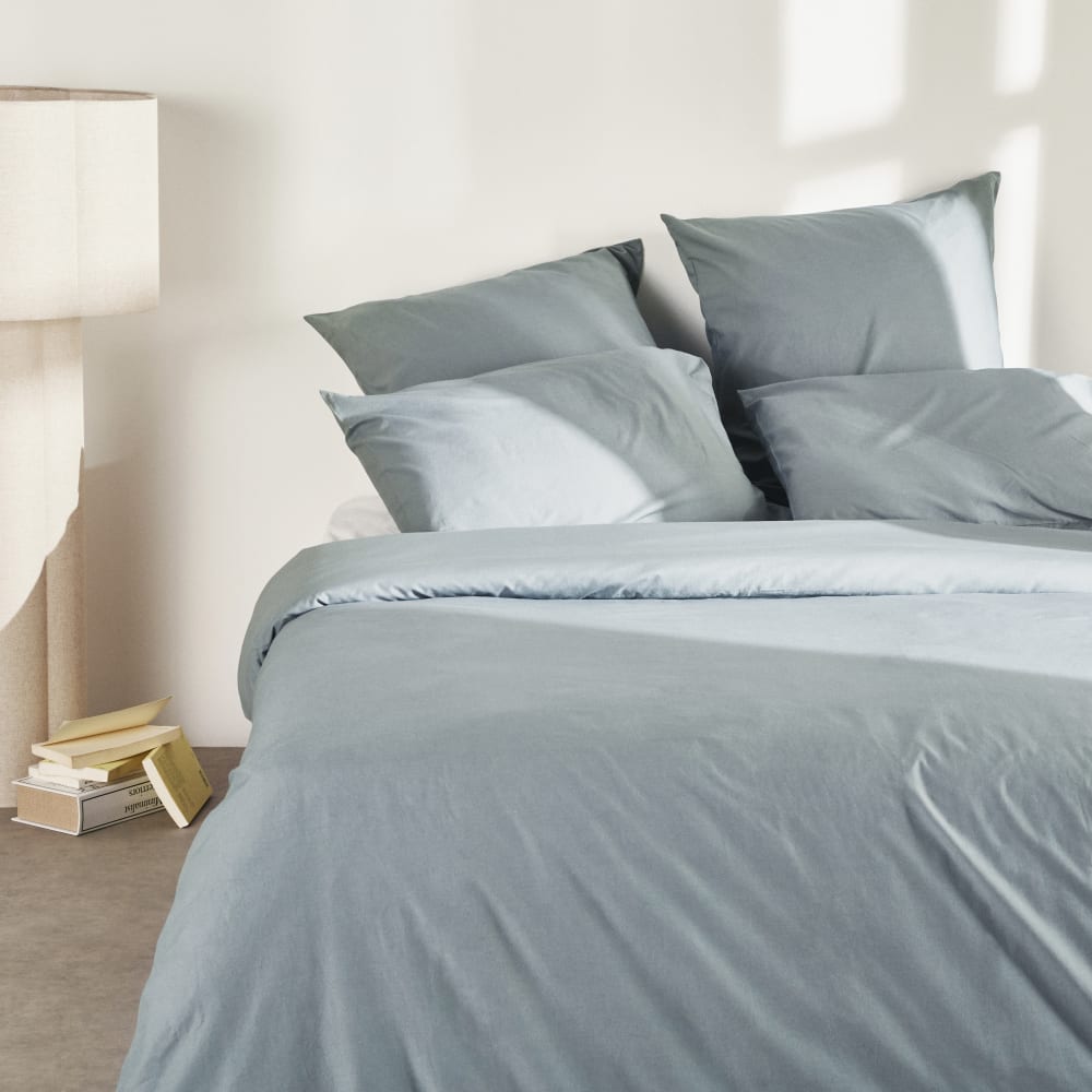 Housse de couette en coton bleu 240x220