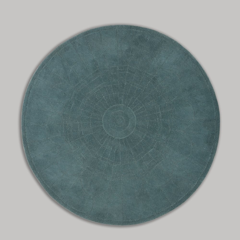 Tapis rond en laine tuftée vert foncé, Ø180 cm