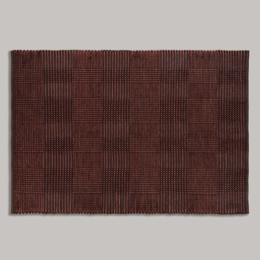 Tapis en coton recyclé et polyester tissé marron et orange 160x230