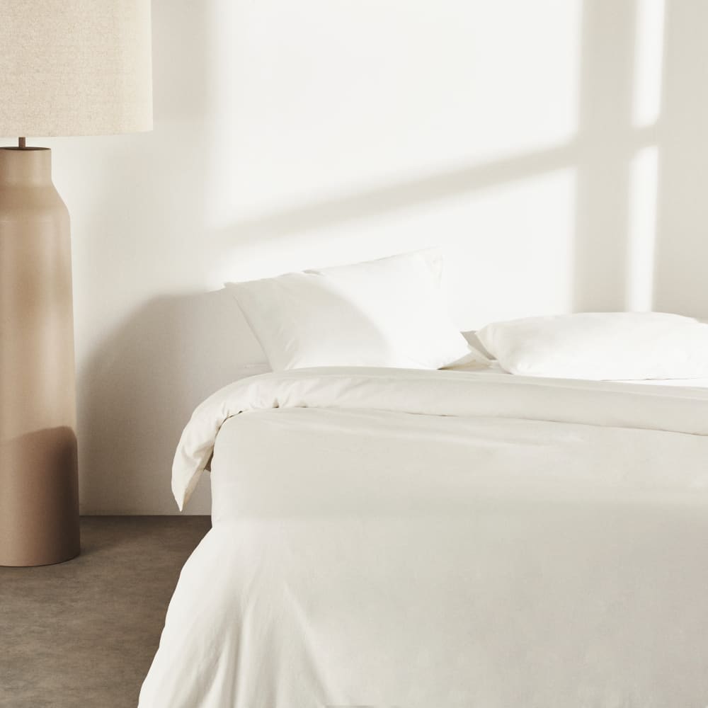 Taie d'oreiller en coton écru 63x63