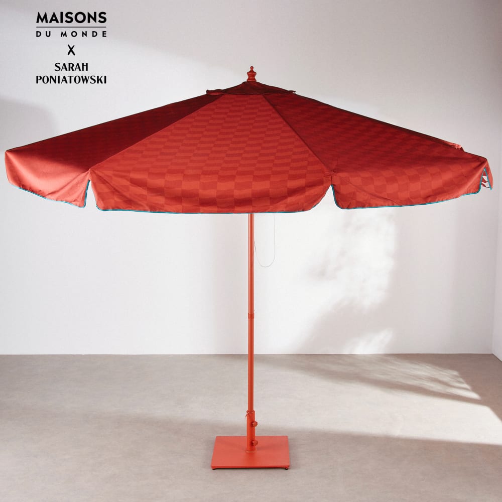 Parasol en aluminium et toile en polyester recyclé coloris rouille, D295 cm