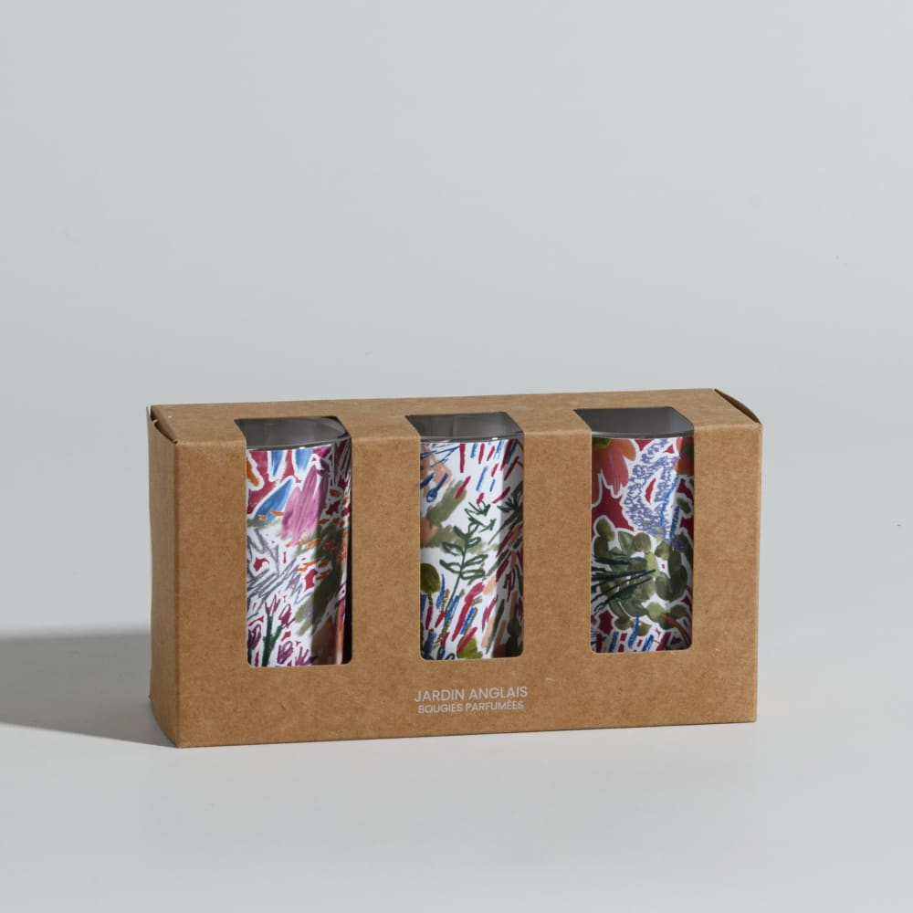 Coffret bougies lumignons parfumées (x3) en verre multicolore