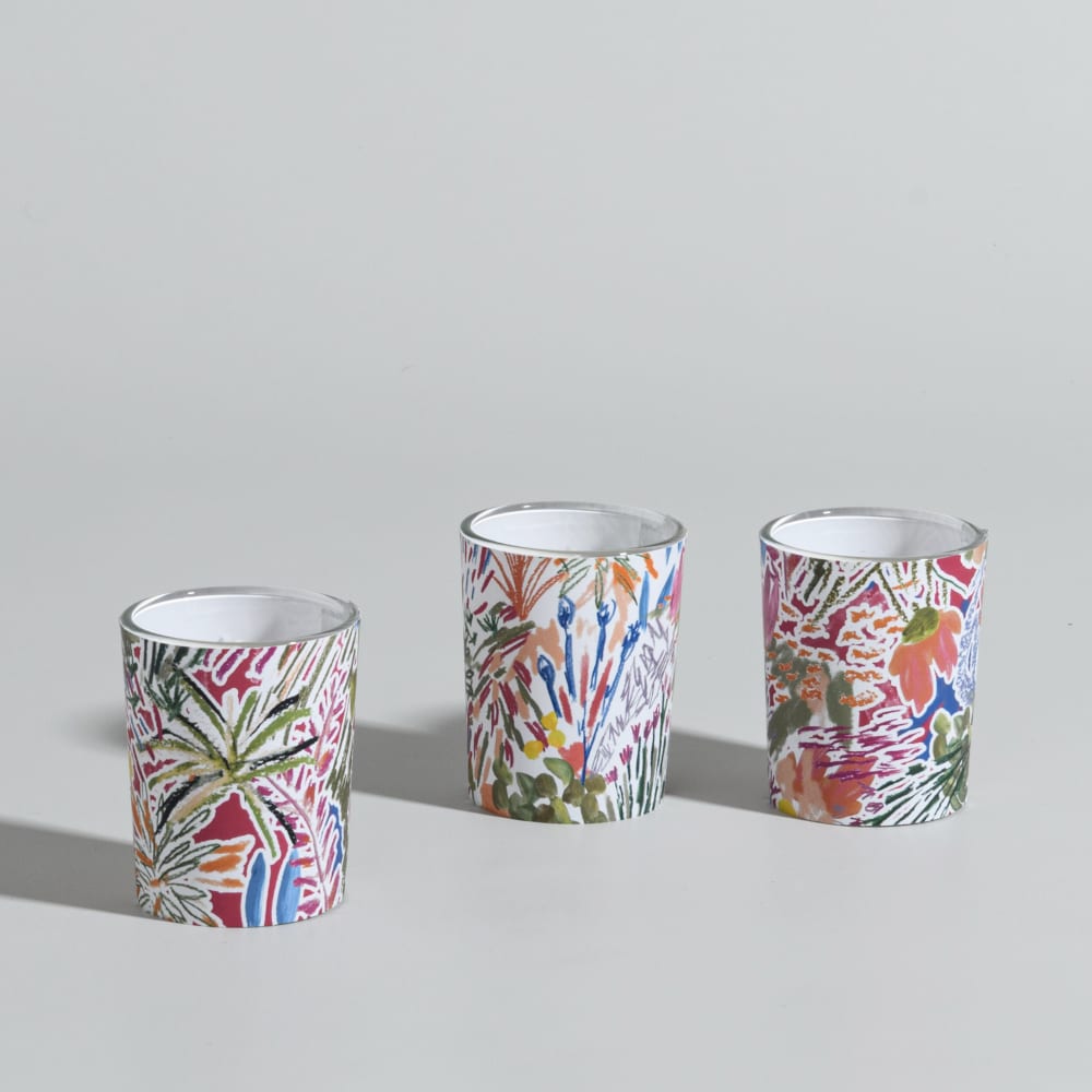 Set mit 3 duftenden Teelichtern aus mehrfarbigem Glas - Maisons