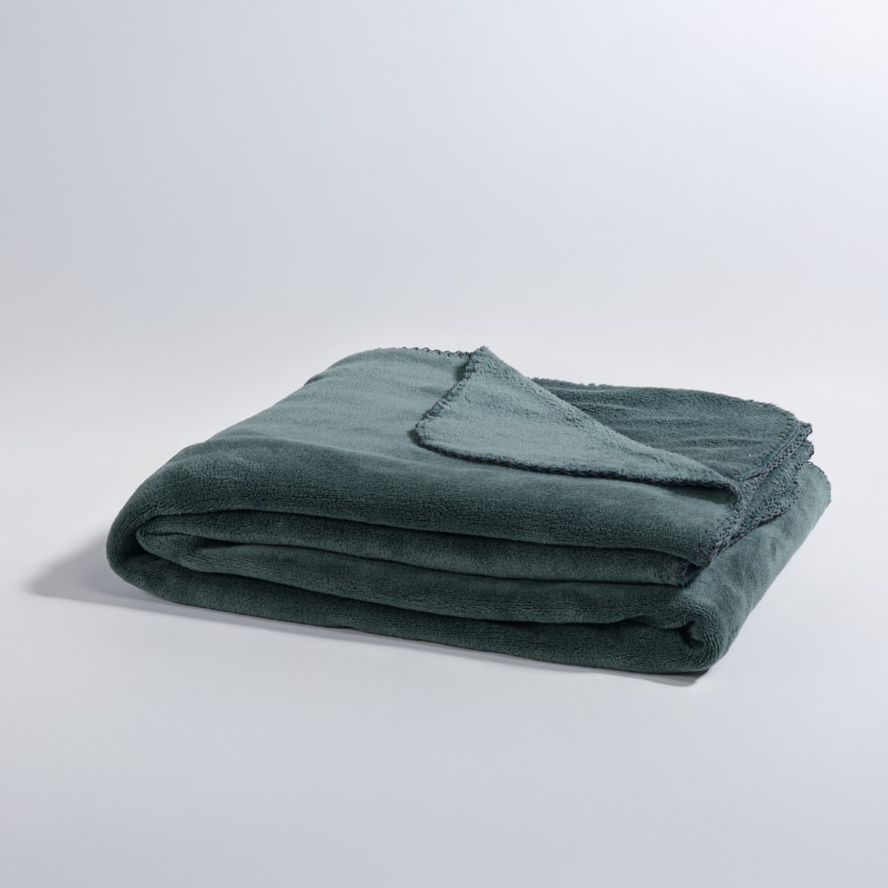 Plaid polaire en polyester recyclé vert 130x170