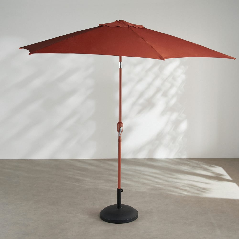 Parasol inclinable en aluminium et toile en polyester recyclé terracotta, D270 cm