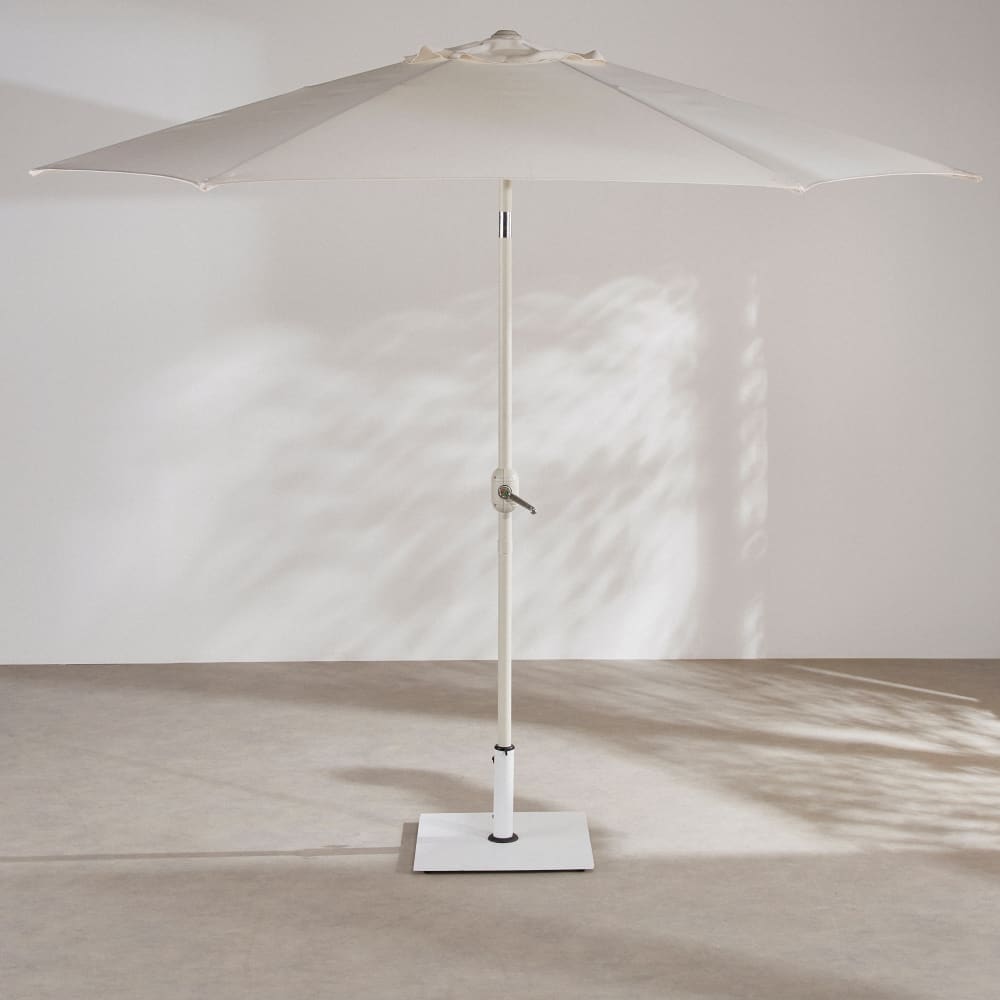 Parasol inclinable en aluminium et toile en polyester recyclé coloris argile, D270 cm