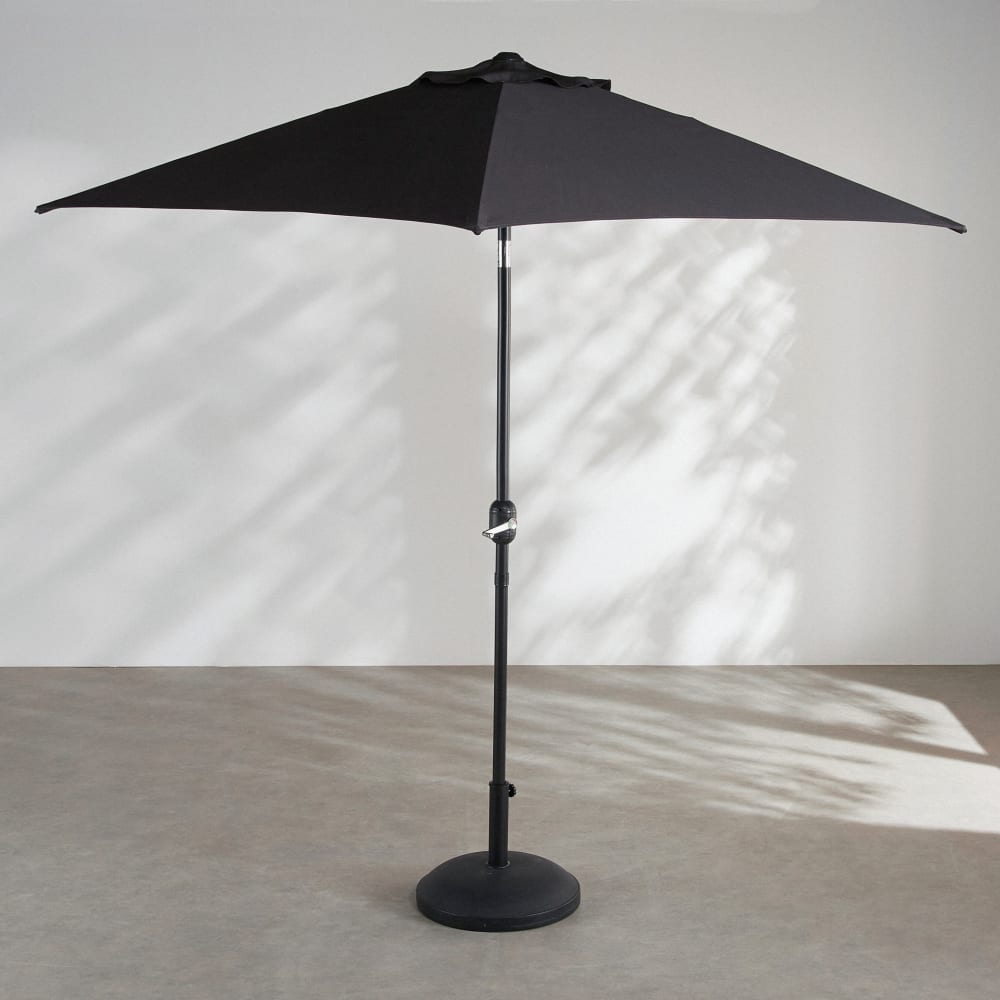 Parasol inclinable en aluminium et toile en polyester recyclé gris anthracite D270 (base vendue séparément) Parasol inclinable en aluminium et toile en polyester recyclé gris anthracite D270 (base vendue séparément)