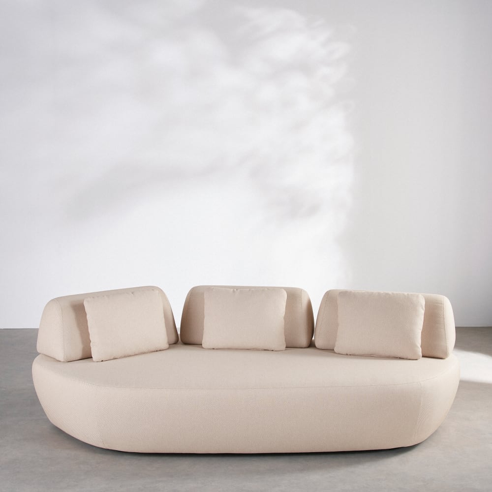 Canapé de jardin 3 places en textile beige