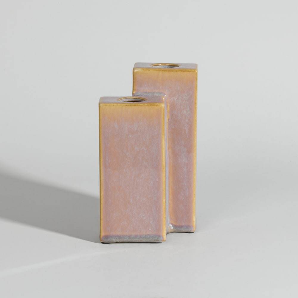 Vase en grès rose et beige H18