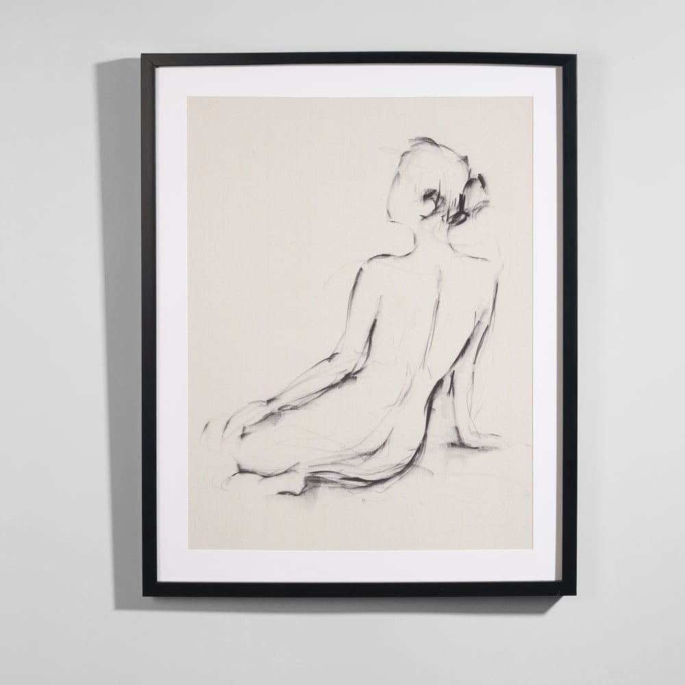 Tableau sous verre silhouette noire, blanche et grise 60x75