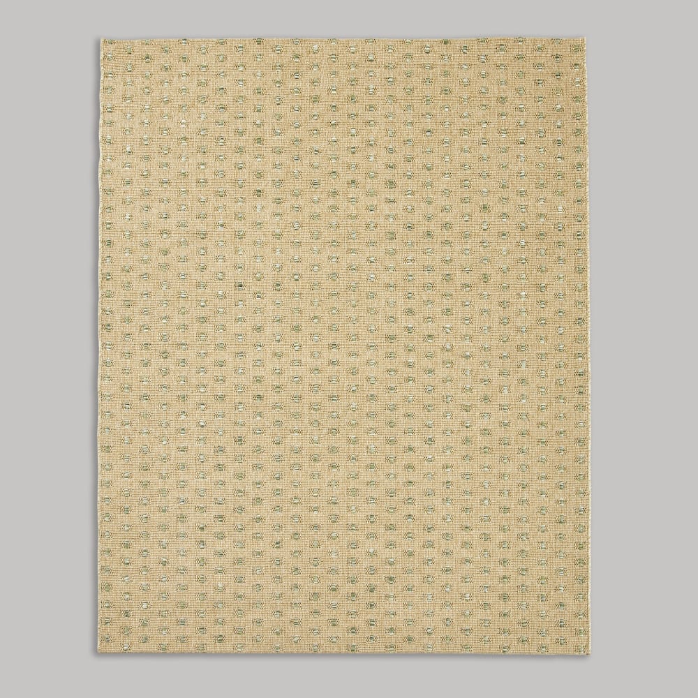 Tapis d'extérieur tissé beige et vert, 160x230 cm