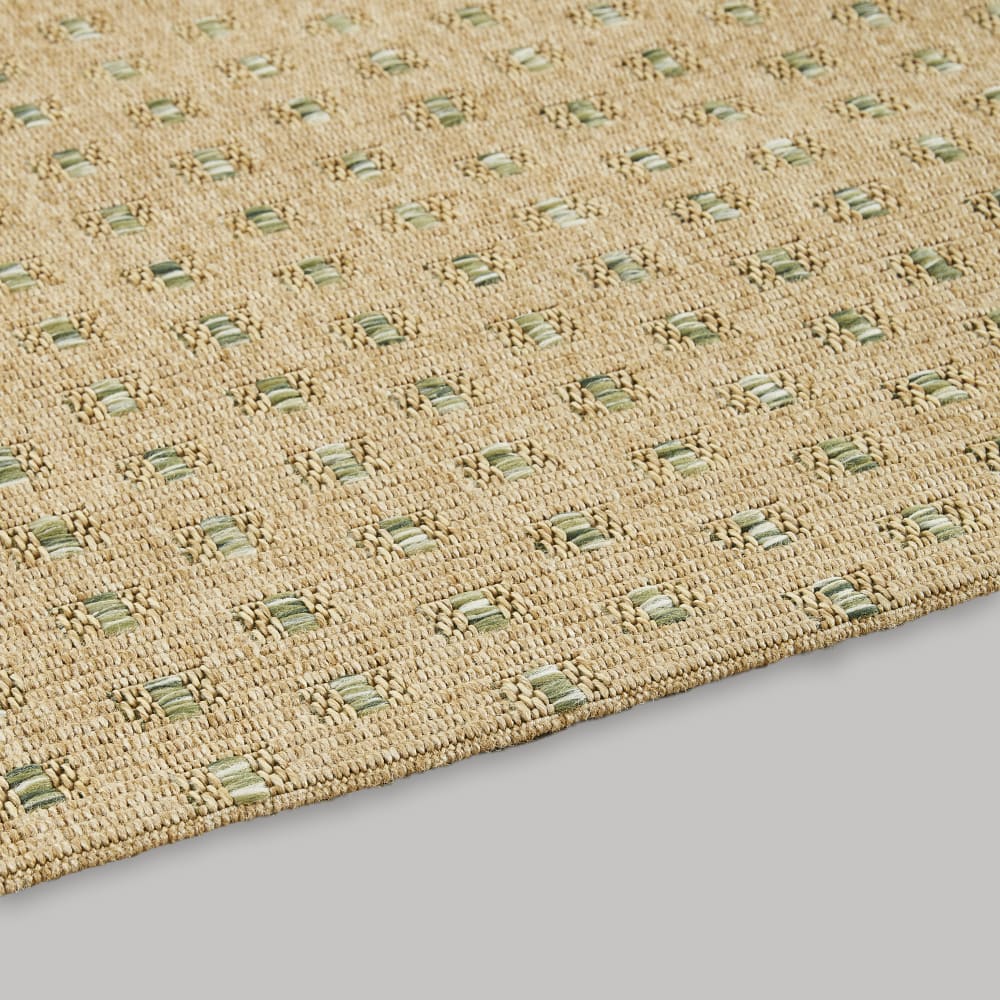 Tapis d'extérieur tissé beige et vert, 160x230 cm