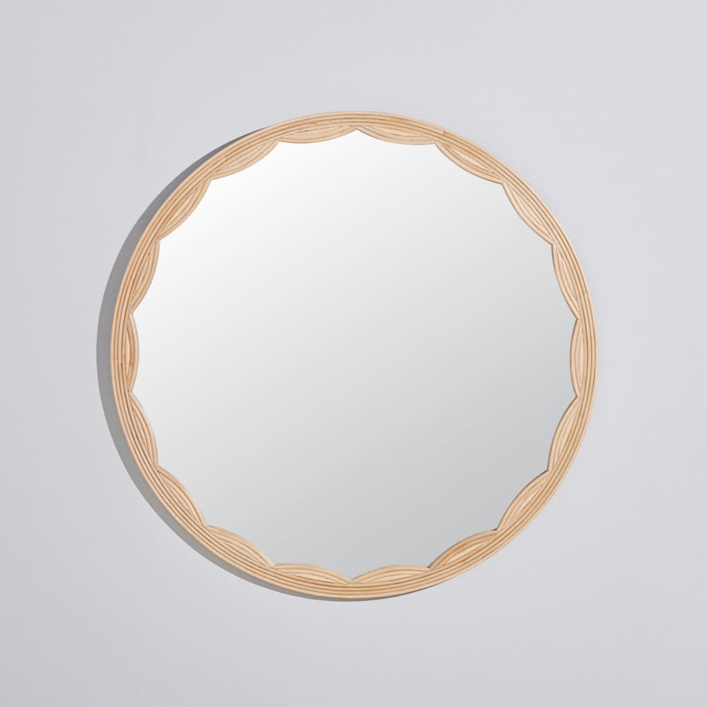 Miroir rond en rotin festonné, D104 cm