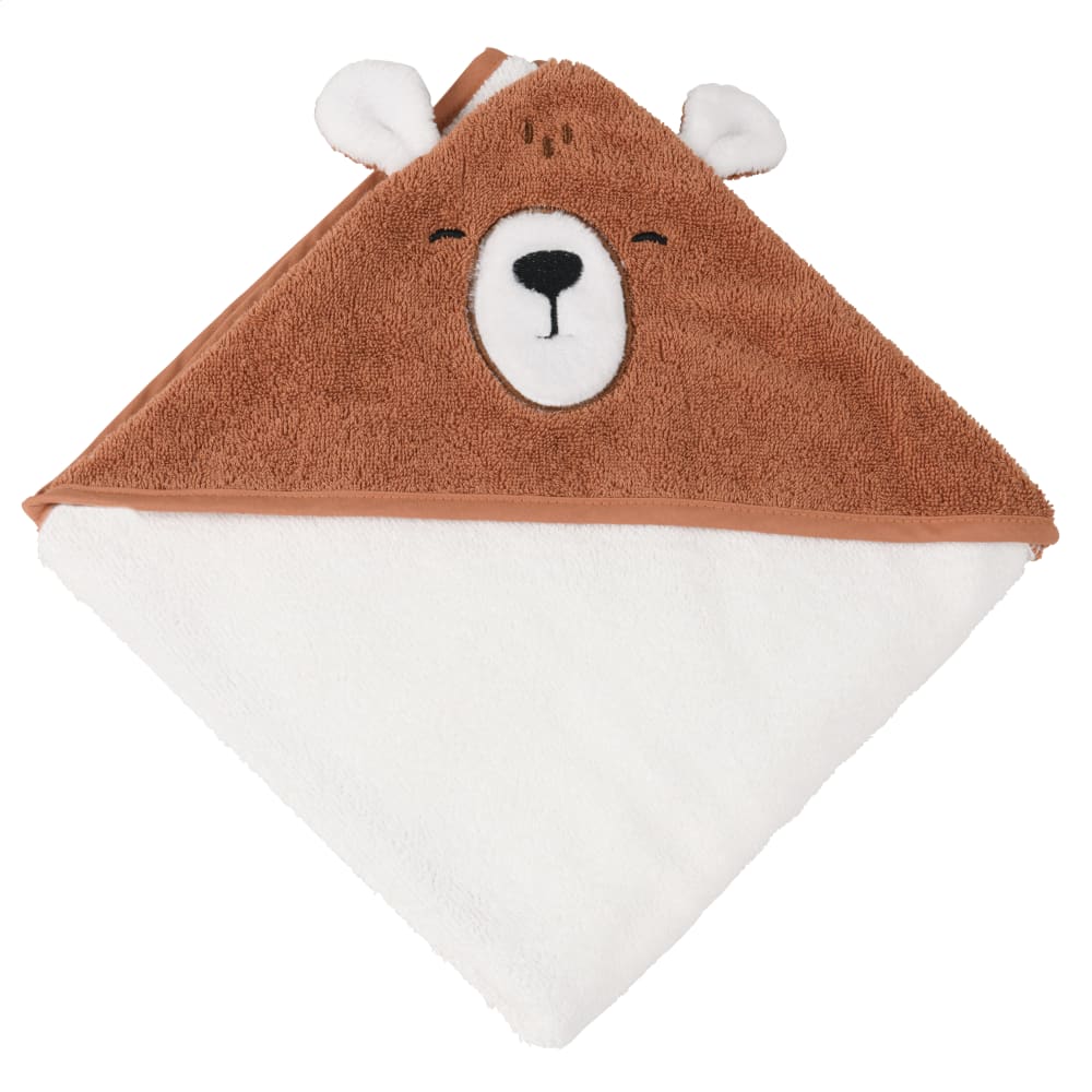 Maisons du Monde - Sortie de bain en coton biologique brun et capuche ours 80x80