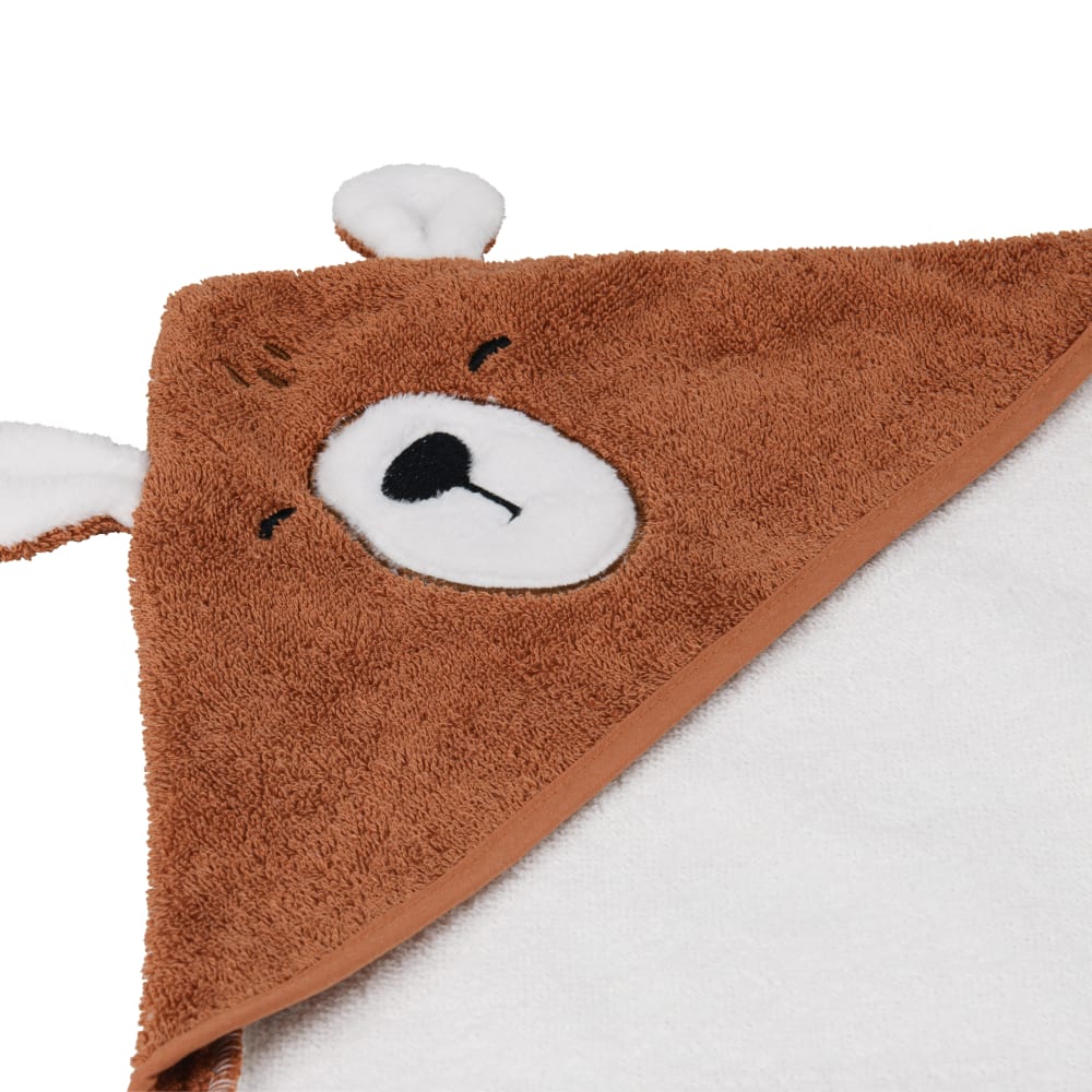 Sortie de bain en coton biologique brun et capuche ours 80x80 (Maisons du Monde) - Image 2