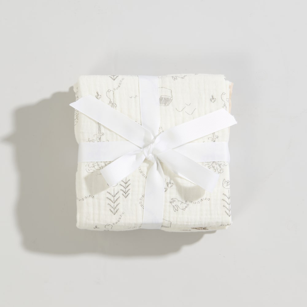 Langes en coton biologique écru motifs beiges et gris (x3) — vue 3