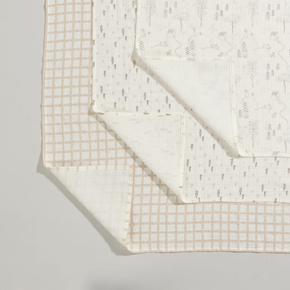 Langes en coton biologique écru motifs beiges et gris (x3) — vue 4