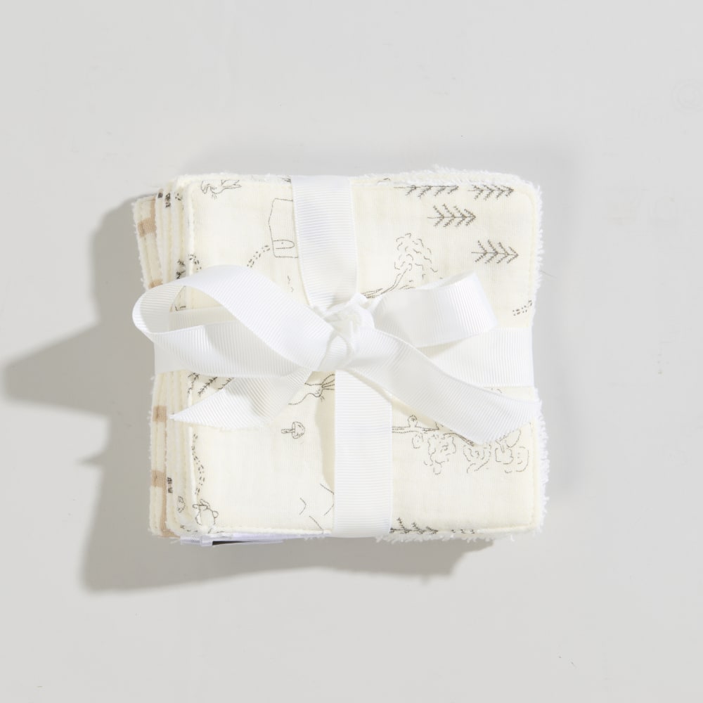 Maisons du Monde - Cotons lavables en coton biologique écru motifs beiges et gris (x3)