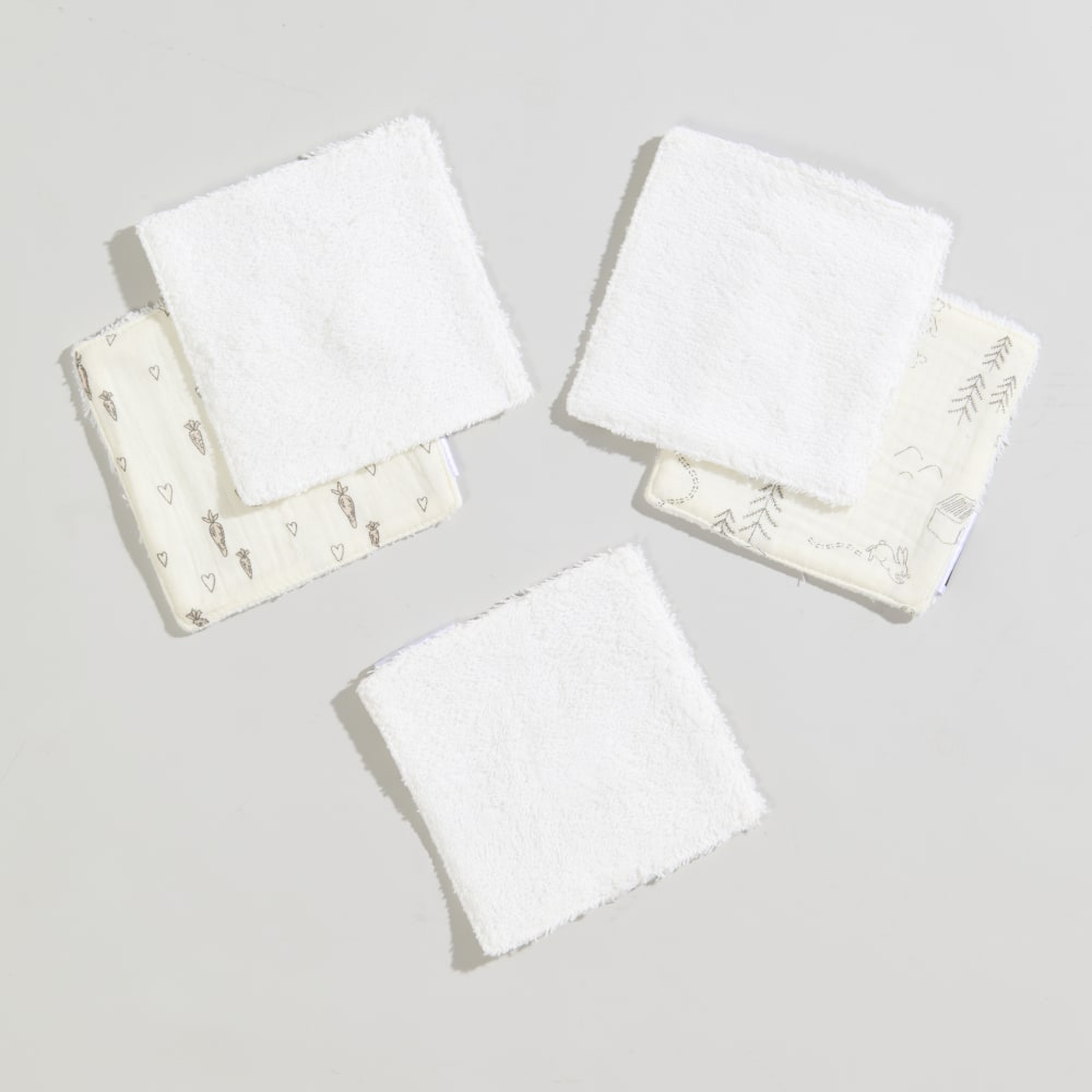 Cotons lavables en coton biologique écru motifs beiges et gris (x3) (Maisons du Monde) - Image 2