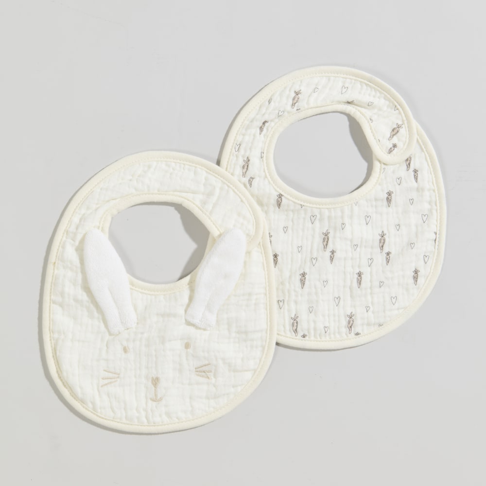 Bavoirs écru, beige et gris (x2) Bavoirs écru, beige et gris (x2)