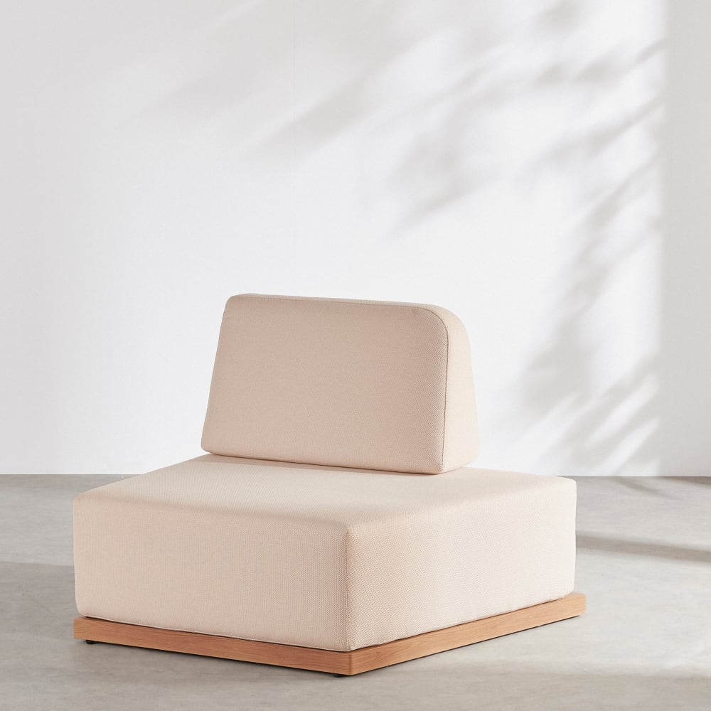 Méridienne droite pour canapé modulable de jardin professionnel en tissu polyester beige — vue 3