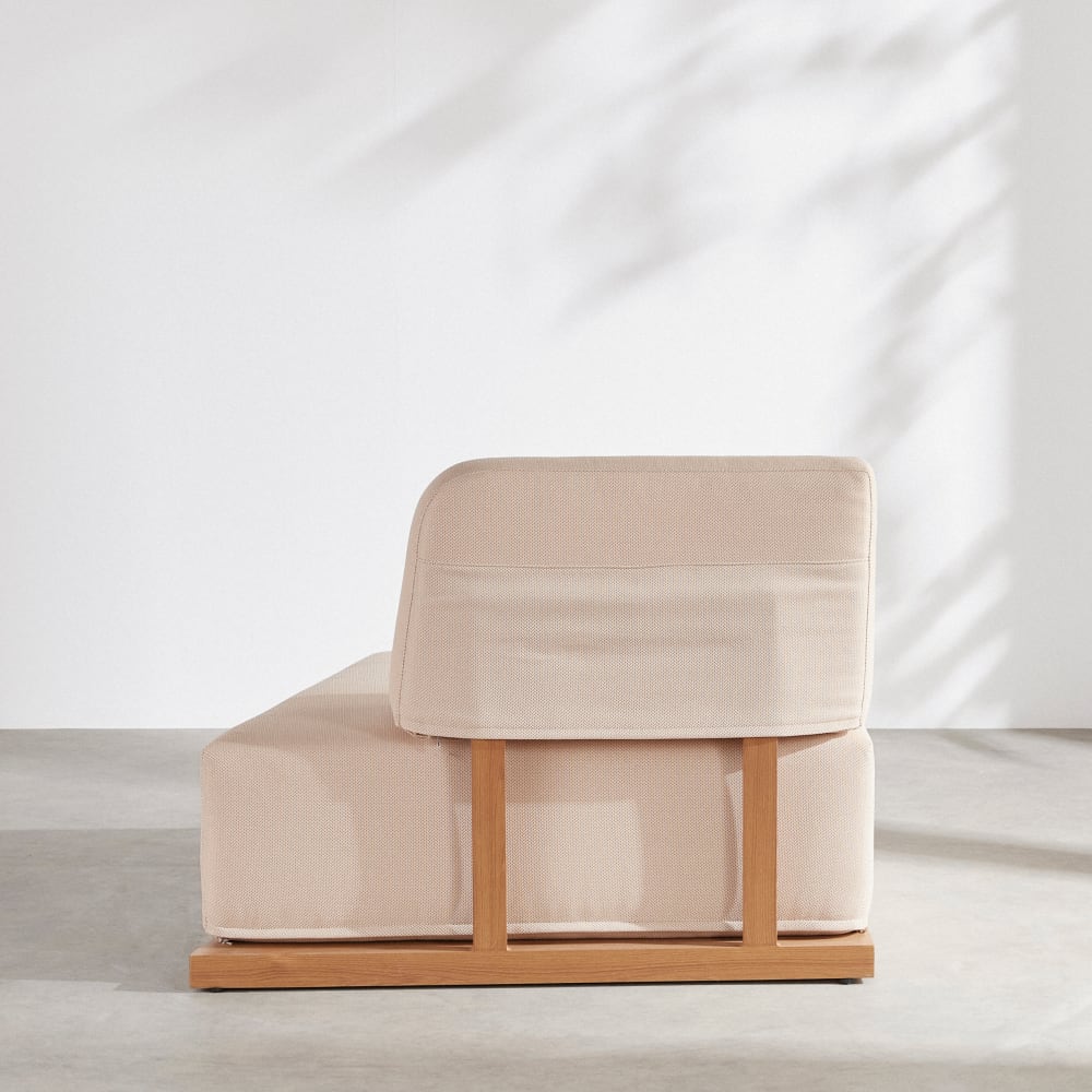 Méridienne droite pour canapé modulable de jardin professionnel en tissu polyester beige — vue 4