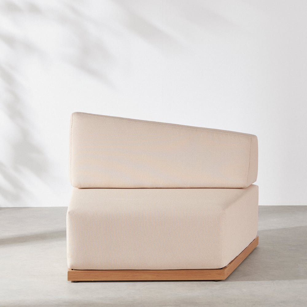 Chauffeuse asymétrique pente gauche pour canapé modulable de jardin professionnel en textile beige