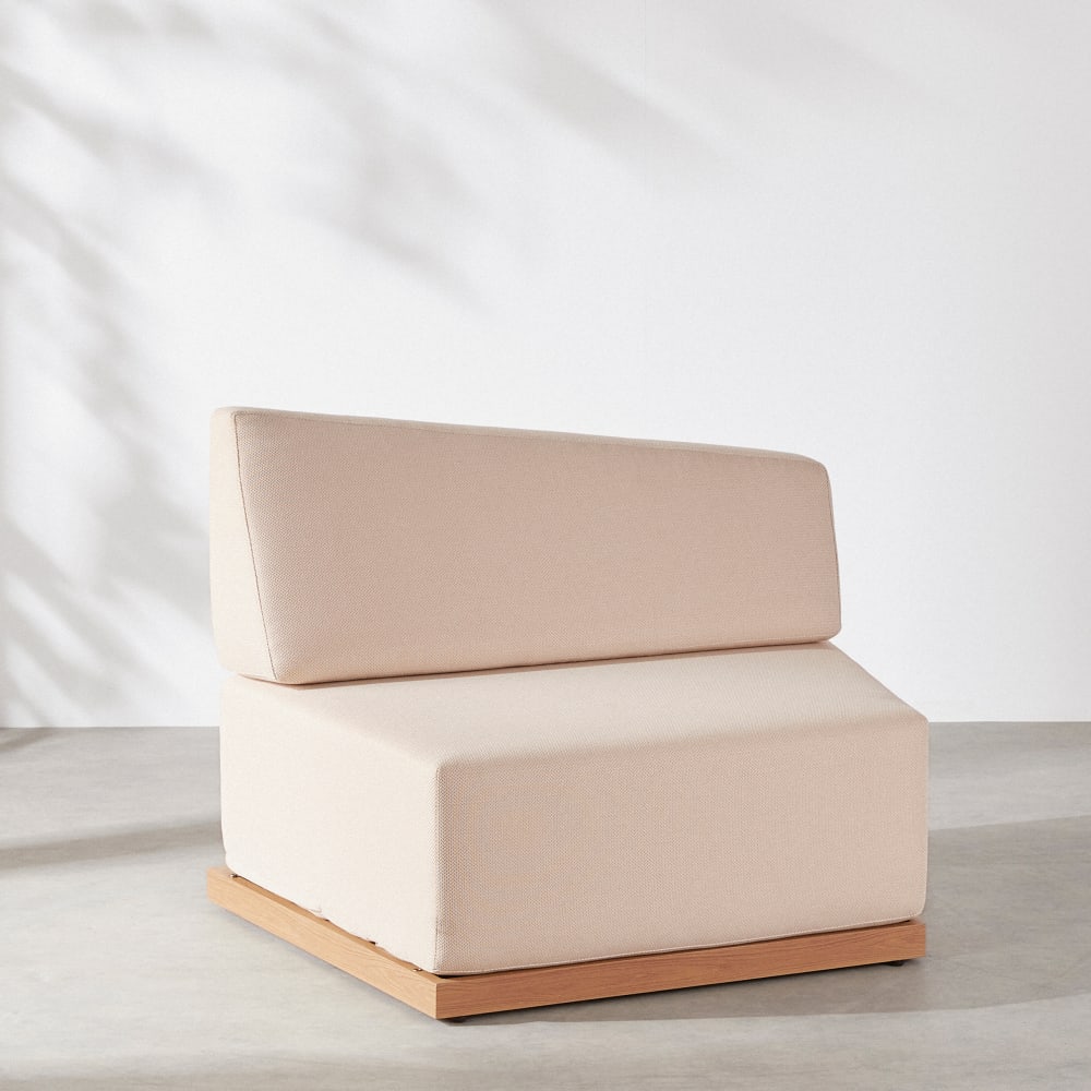 Chauffeuse asymétrique pente gauche pour canapé modulable de jardin professionnel en textile beige