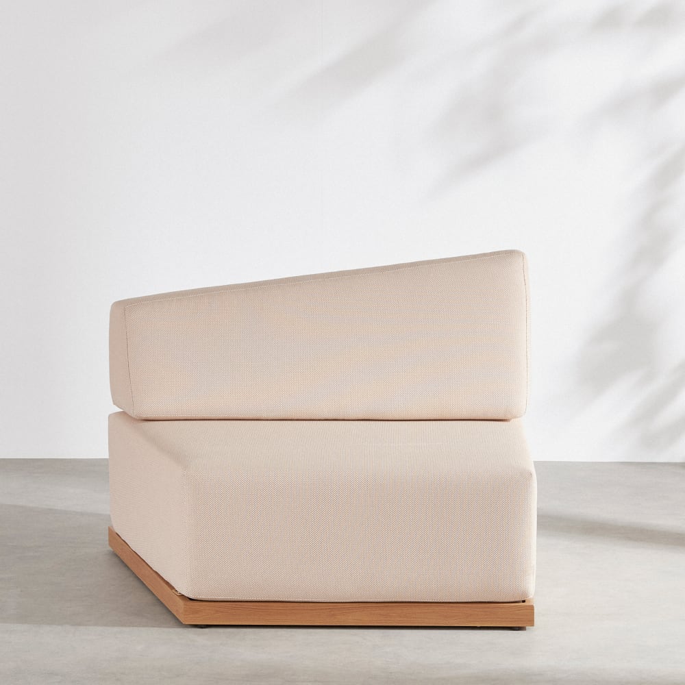 Chauffeuse asymétrique pente droite pour canapé modulable de jardin professionnel en textile beige