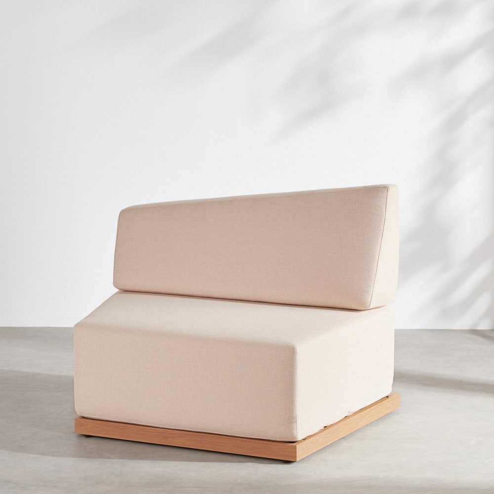 Chauffeuse asymétrique pente droite pour canapé modulable de jardin professionnel en textile beige