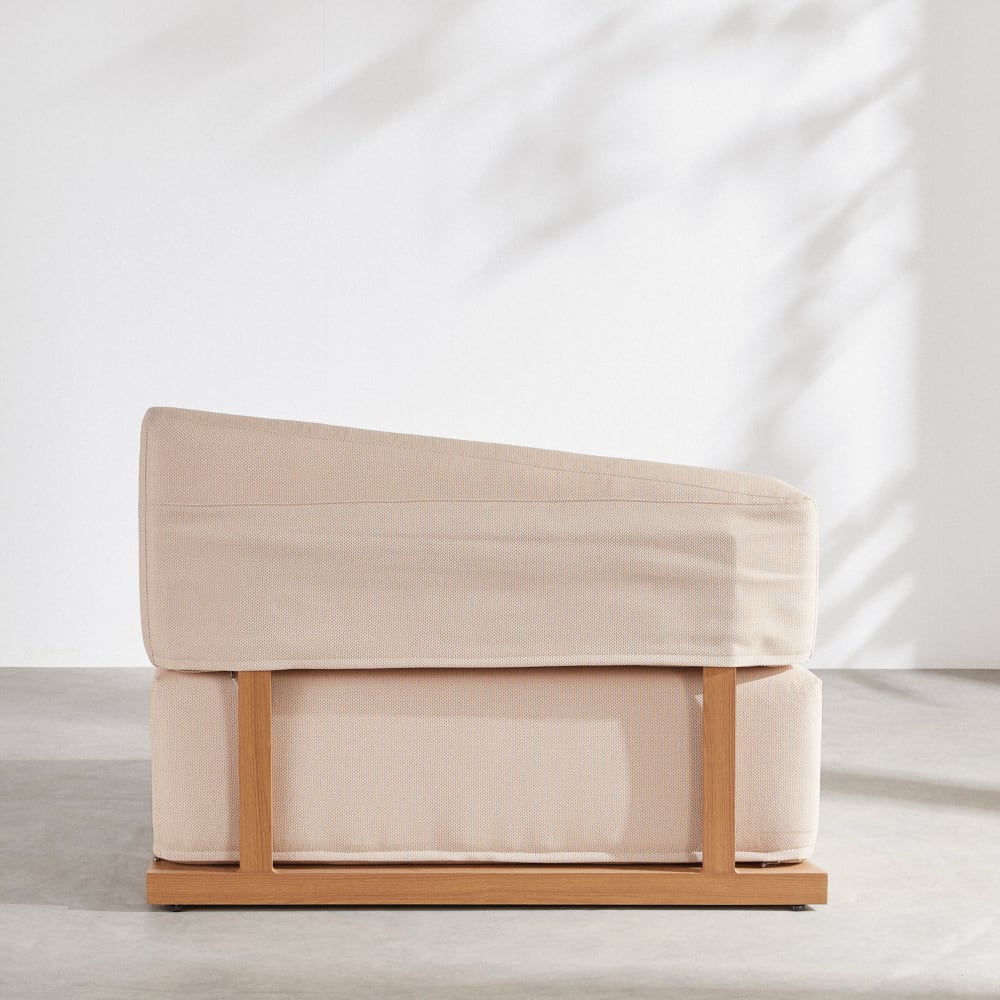 Chauffeuse asymétrique pente droite pour canapé modulable de jardin professionnel en tissu polyester beige — vue 4