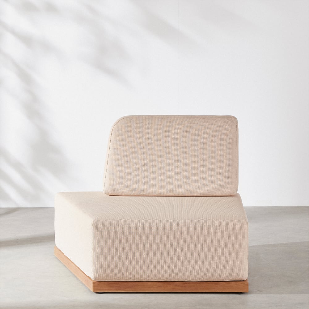 Méridienne gauche pour canapé modulable de jardin professionnel en textile beige