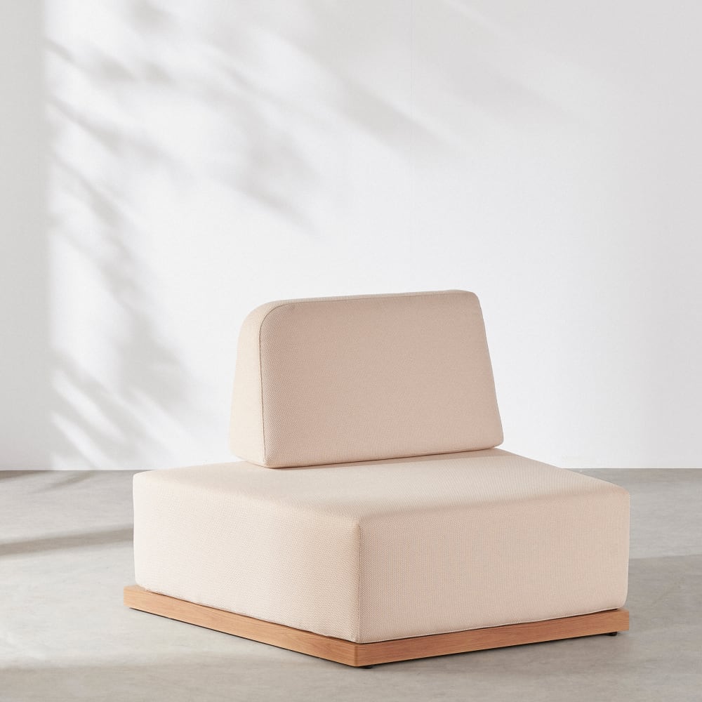 Méridienne gauche pour canapé modulable de jardin professionnel en tissu polyester beige — vue 3