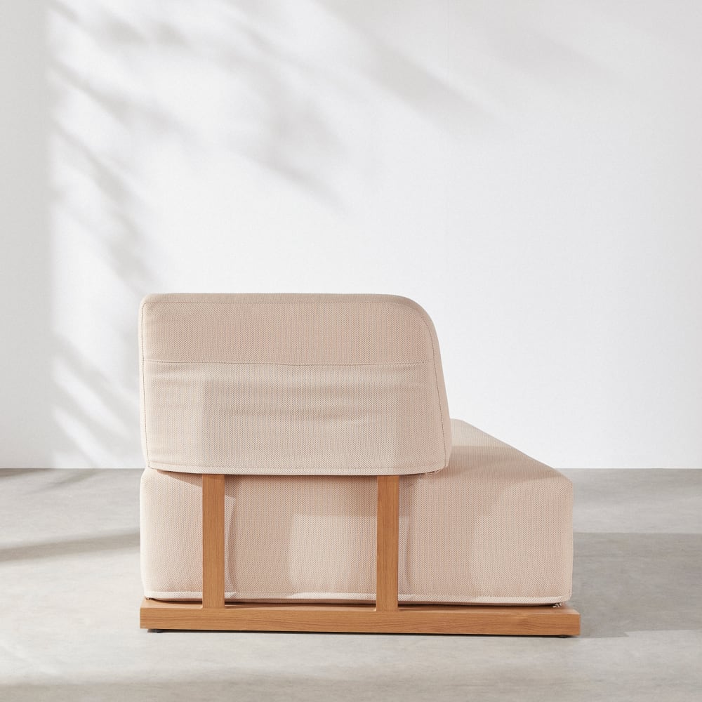 Méridienne gauche pour canapé modulable de jardin professionnel en tissu polyester beige — vue 4