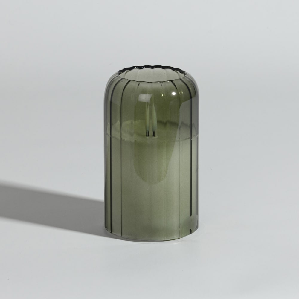 Bougie LED en verre vert kaki