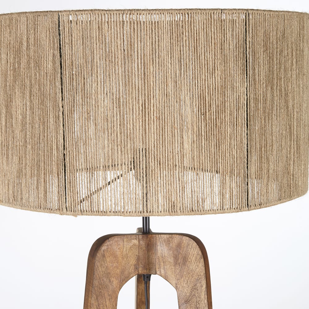Lampadaire en bois de manguier et abat-jour en fil de jute, H154 cm — vue 3