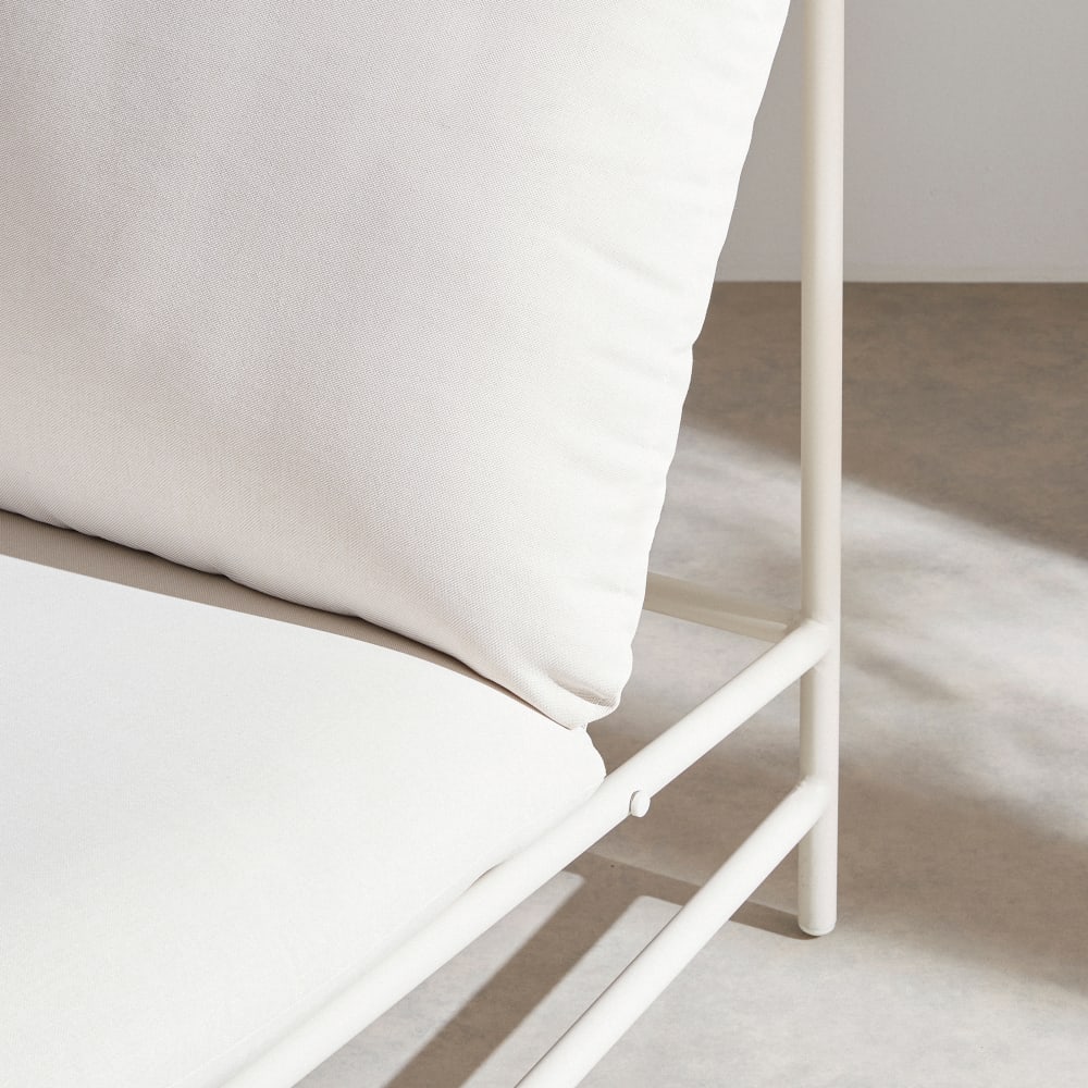 Canapé de jardin 2 places en aluminium, textilène et coussins en tissu polyester recyclé coloris argile — vue 4