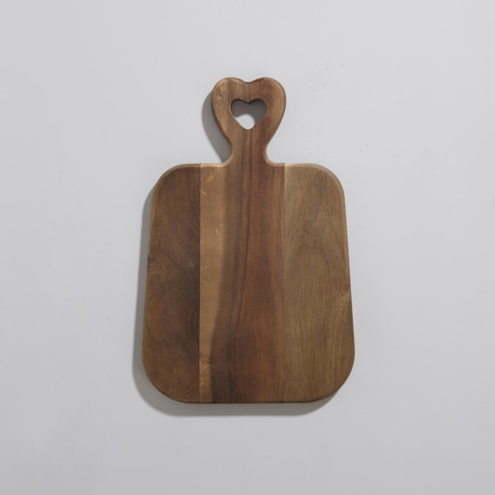 Planche à découper en bois d'acacia et poignée en coeur