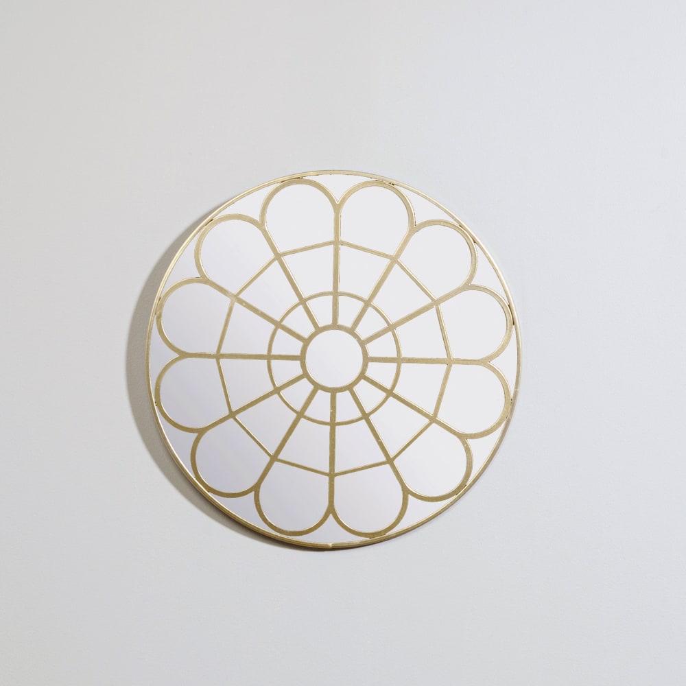 Déco murale miroir motif en acier doré D35