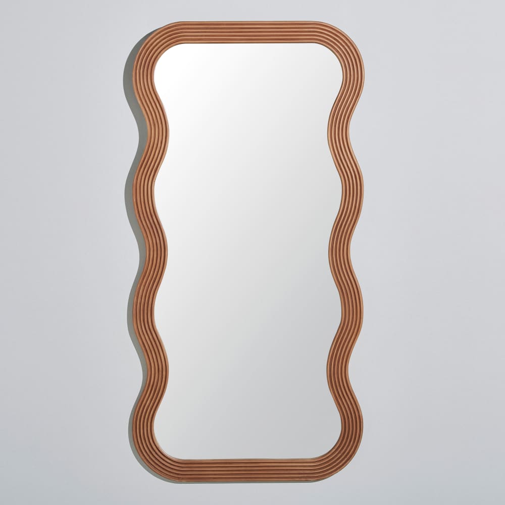 Grand miroir ondulé en bois de paulownia 80x160