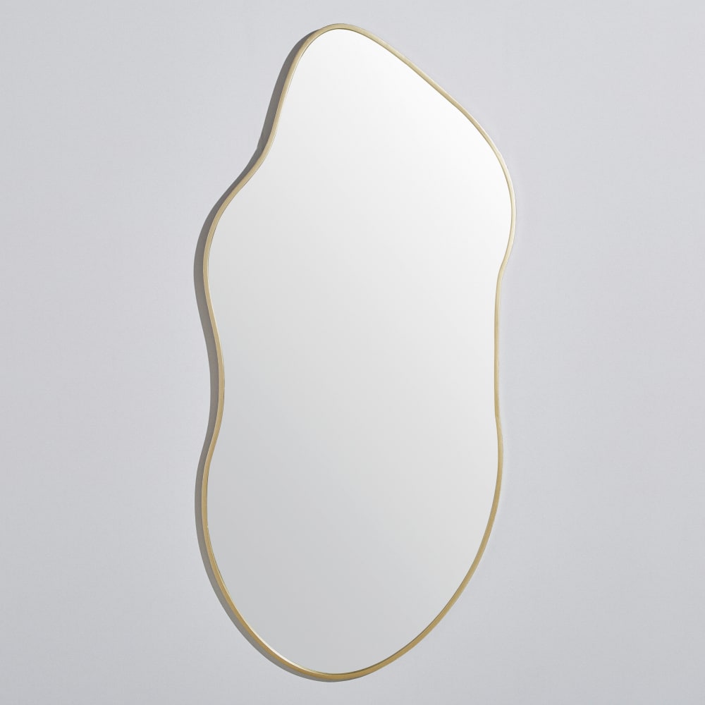 Grand miroir organique en acier doré, 70x155 cm