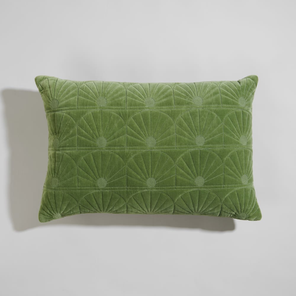 Coussin en coton motif en relief vert 60x40